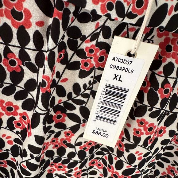 MAX STUDIO | Women’s Flutter Sleeve Top Faux Tie Multicolor Floral Blouse NEW XL - Picture 5 of 9